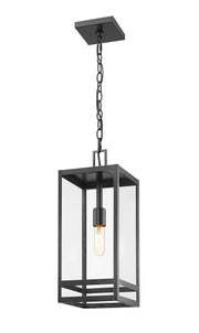Nuri 1 Light 7.5" Outdoor Chain Mount Ceiling Fixture, 19.75" Tall in Black