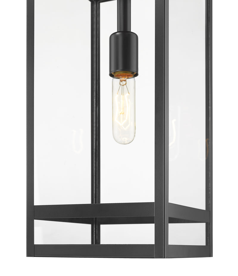 Nuri 1 Light 7.5" Outdoor Chain Mount Ceiling Fixture, 19.75" Tall in Black
