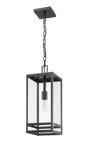 Nuri 1 Light 7.5" Outdoor Chain Mount Ceiling Fixture, 19.75" Tall in Black