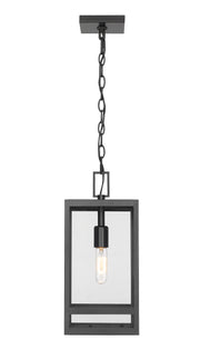 Nuri 1 Light 7.5" Outdoor Chain Mount Ceiling Fixture, 16" Tall in Black