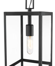 Nuri 1 Light 7.5" Outdoor Chain Mount Ceiling Fixture, 16" Tall in Black