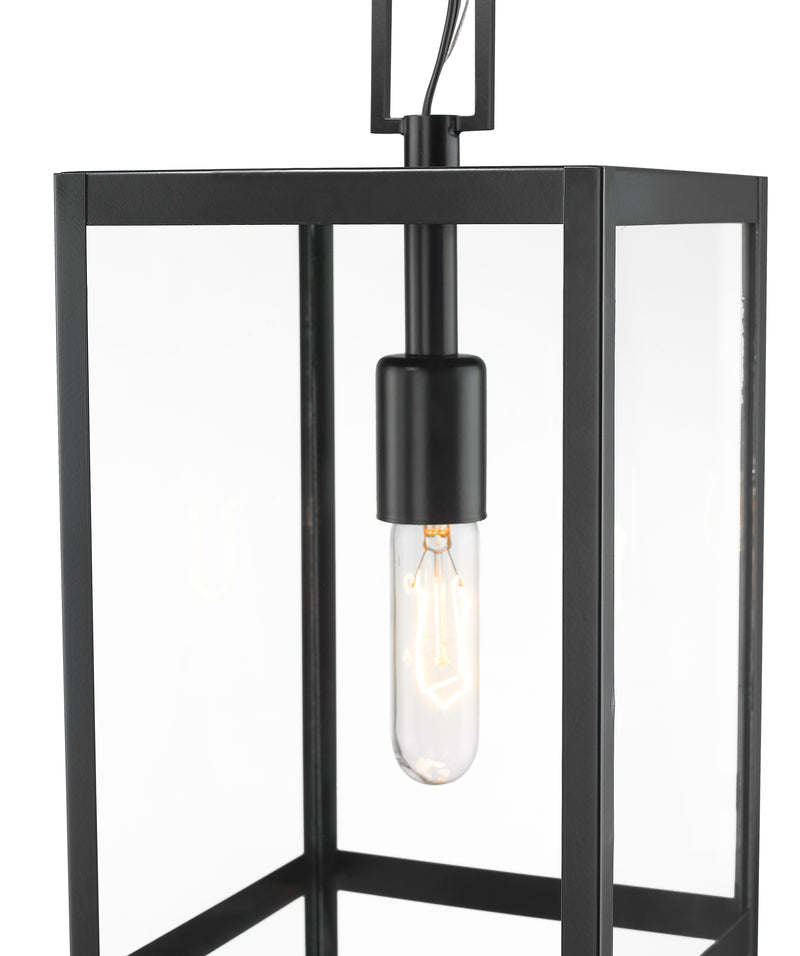 Nuri 1 Light 7.5" Outdoor Chain Mount Ceiling Fixture, 16" Tall in Black