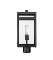 Nuri 1 Light 7.5" Outdoor Post Mount Fixture, 17.75" Tall Lantern in Black, Post Top Only, Round Fitter