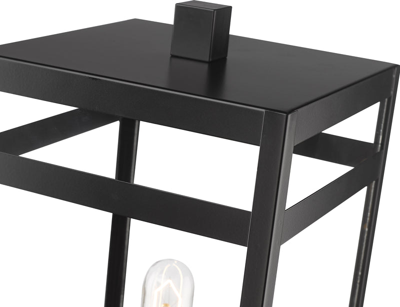 Nuri 1 Light 7.5" Outdoor Post Mount Fixture, 17.75" Tall Lantern in Black, Post Top Only, Round Fitter
