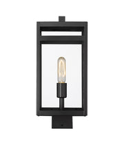 Nuri 1 Light 7.5" Outdoor Post Mount Fixture, 17.75" Tall Lantern in Black, Post Top Only, Square Fitter