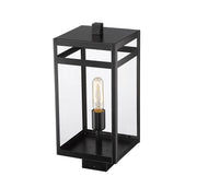 Nuri 1 Light 7.5" Outdoor Post Mount Fixture, 17.75" Tall Lantern in Black, Post Top Only, Square Fitter