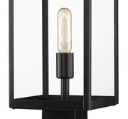 Nuri 1 Light 7.5" Outdoor Post Mount Fixture, 17.75" Tall Lantern in Black, Post Top Only, Square Fitter
