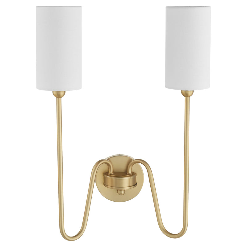 Charlotte 2 Light Wall Sconce in Aged Brass