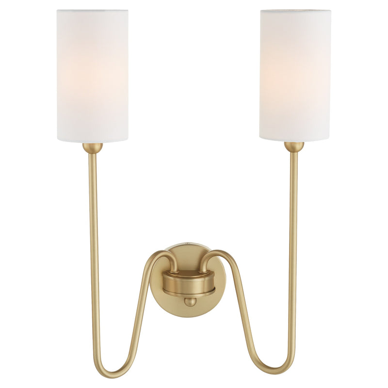 Charlotte 2 Light Wall Sconce in Aged Brass