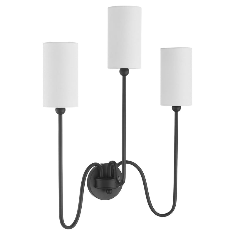Charlotte 3 Light Wall Sconce in Matte Black