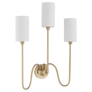 Charlotte 3 Light Wall Sconce in Aged Brass