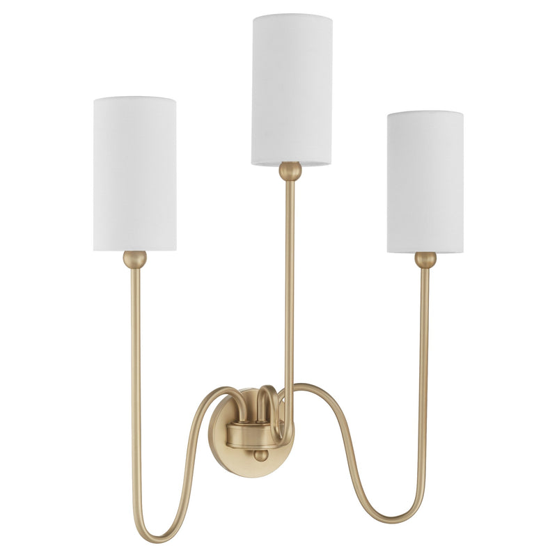 Charlotte 3 Light Wall Sconce in Aged Brass