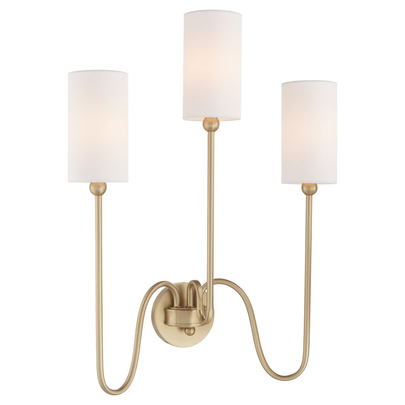Charlotte 3 Light Wall Sconce in Aged Brass