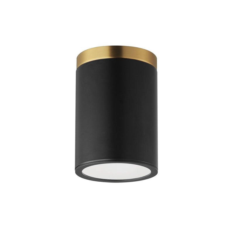 Dapper 1 Light Semi-Flush Mount in Black / Antique Brass