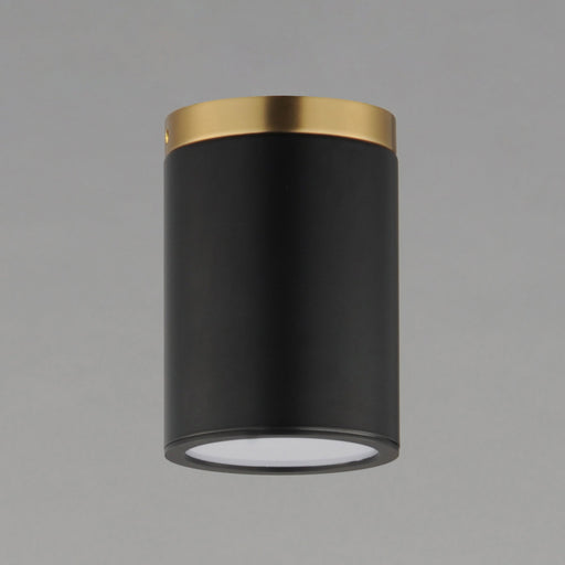 Dapper 1 Light Semi-Flush Mount in Black / Antique Brass