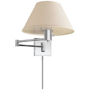 Classic Swing Arm Wall Lamp with Linen Shade in Polished Nickel