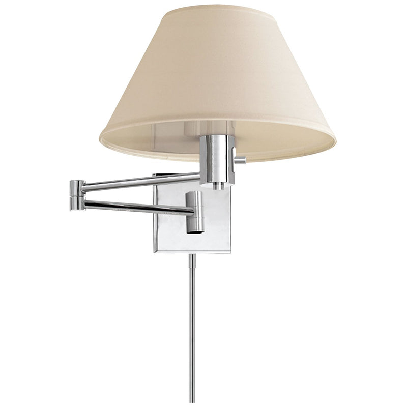 Classic Swing Arm Wall Lamp with Linen Shade in Polished Nickel