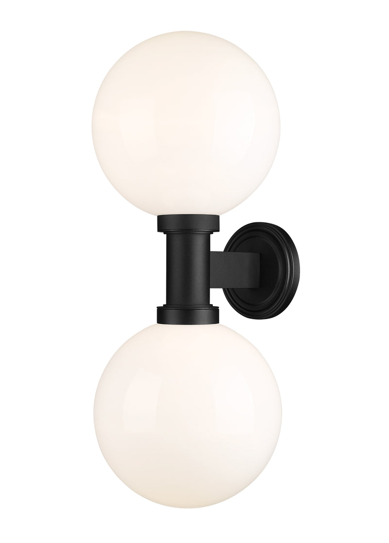 Laurent 2 Light 12" Outdoor Wall Light in White Opal