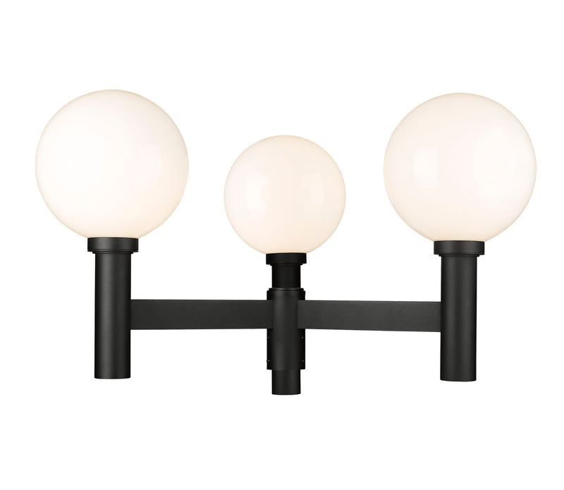 Laurent 3 Light 39" Outdoor Post Mount Fixture, 22.5" Tall Lantern, White Opal Glass in White Opal, Post Top Only