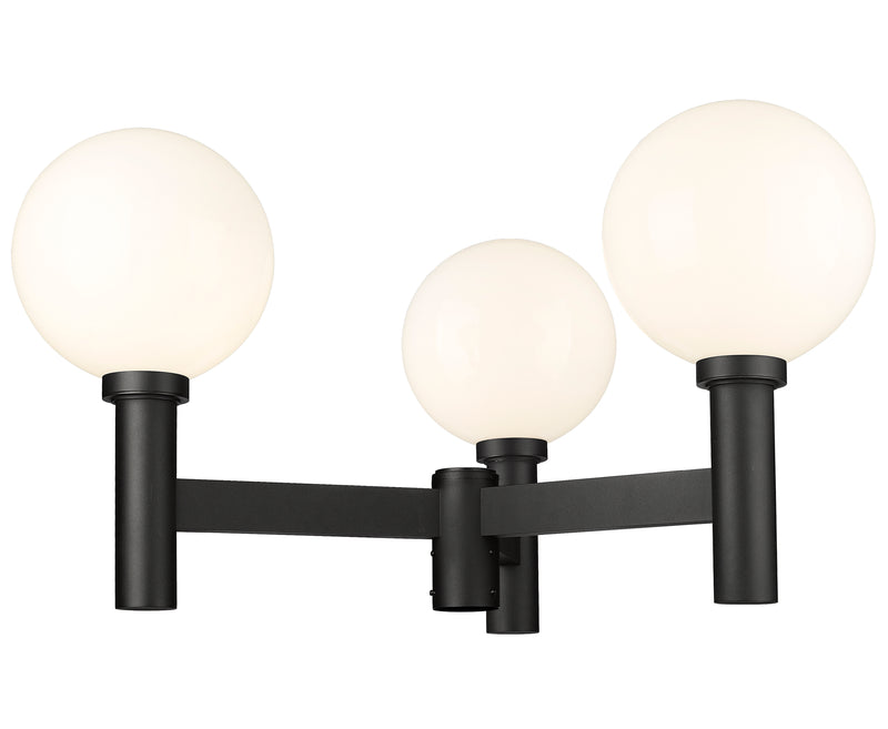 Laurent 3 Light 39" Outdoor Post Mount Fixture, 22.5" Tall Lantern, White Opal Glass in White Opal, Post Top Only