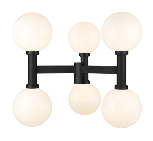 Laurent 6 Light 39" Outdoor Post Mount Fixture, 34.5" Tall Lantern, White Opal Glass in White Opal, Post Top Only