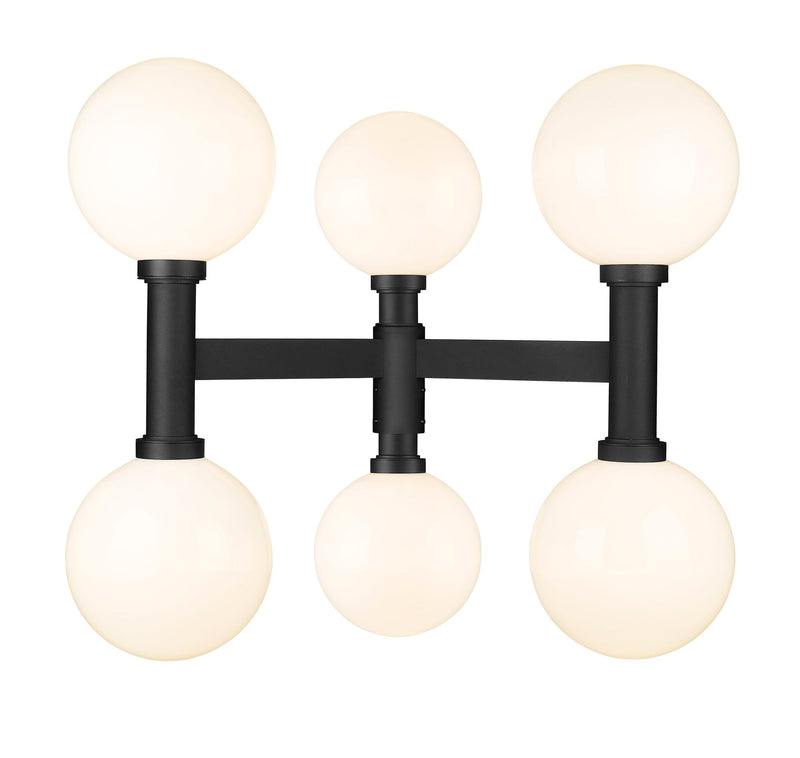 Laurent 6 Light 39" Outdoor Post Mount Fixture, 34.5" Tall Lantern, White Opal Glass in White Opal, Post Top Only