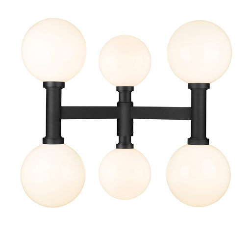 Laurent 6 Light 39" Outdoor Post Mount Fixture, 34.5" Tall Lantern, White Opal Glass in White Opal, Post Top Only