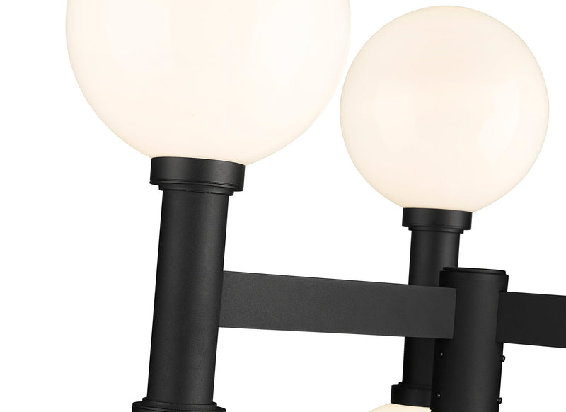 Laurent 6 Light 39" Outdoor Post Mount Fixture, 34.5" Tall Lantern, White Opal Glass in White Opal, Post Top Only