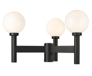 Laurent 3 Light 30" Outdoor Post Mount Fixture, 18" Tall Lantern, White Opal Glass in Black, Post Top Only