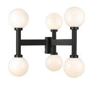 Laurent 6 Light 30" Outdoor Post Mount Fixture, 27" Tall Lantern, White Opal Glass in Black, Post Top Only