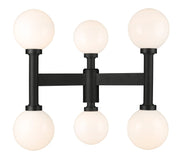Laurent 6 Light 30" Outdoor Post Mount Fixture, 27" Tall Lantern, White Opal Glass in Black, Post Top Only