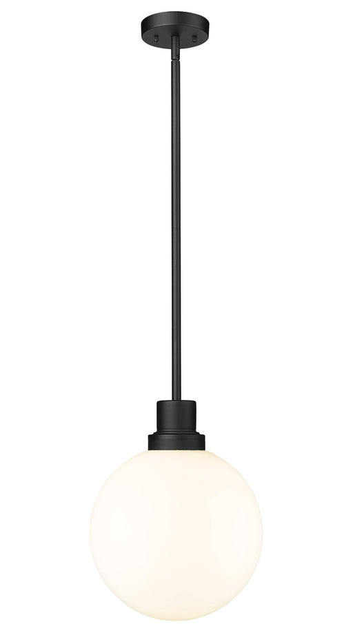 Laurent 1 Light 12" Outdoor Pendant, White Opal Shade in Black