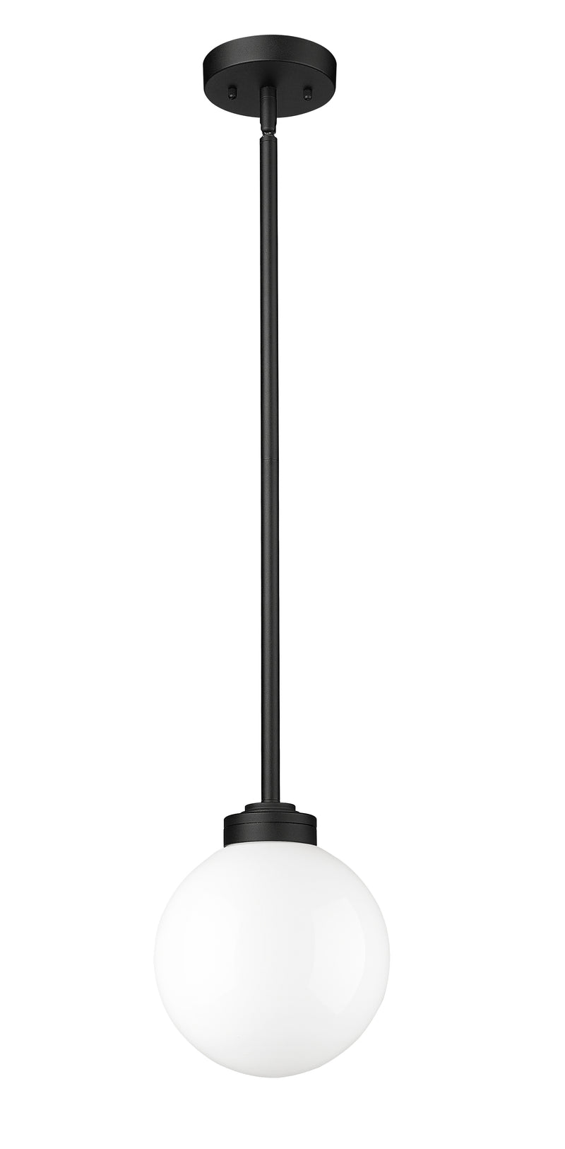 Laurent 1 Light 8" Outdoor Pendant, White Opal Shade in Black