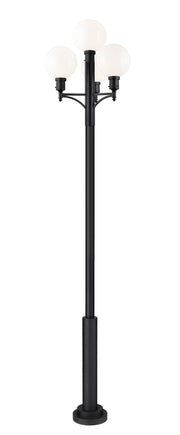 Laurent 4 Light 34.5" Outdoor Post Mount Fixture in Black, 96" Post, 12" Base