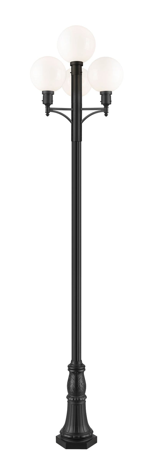 Laurent 4 Light 34.5" Outdoor Post Mount Fixture in Black, 96" Cast Post, 13" Base