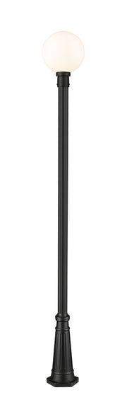 Laurent 1 Light 12" Outdoor Post Mount Fixture, 15.75" Tall Lantern, White Opal Glass in White Opal, 96" Cast Post, 10" Base