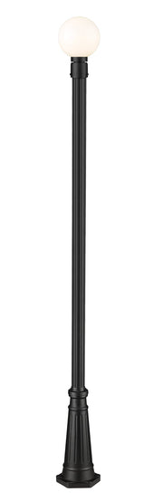 Laurent 1 Light 8" Outdoor Post Mount Fixture, 11.5" Tall Lantern, White Opal Glass in White Opal, 96" Cast Post, 10" Base