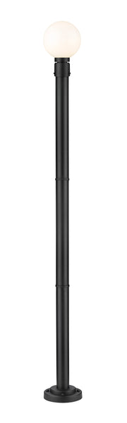 Laurent 1 Light 8" Outdoor Post Mount Fixture, 11.5" Tall Lantern, White Opal Glass in White Opal, 76" Cast Post, 9" Base