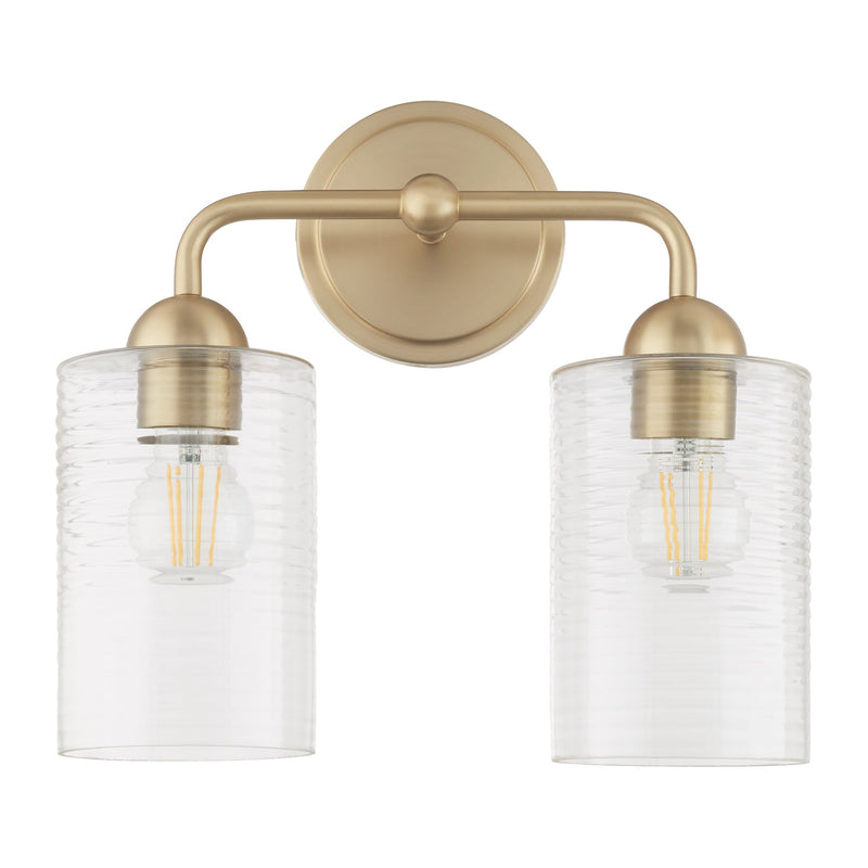 Charlotte 2 Light Vanity Light in Aged Brass