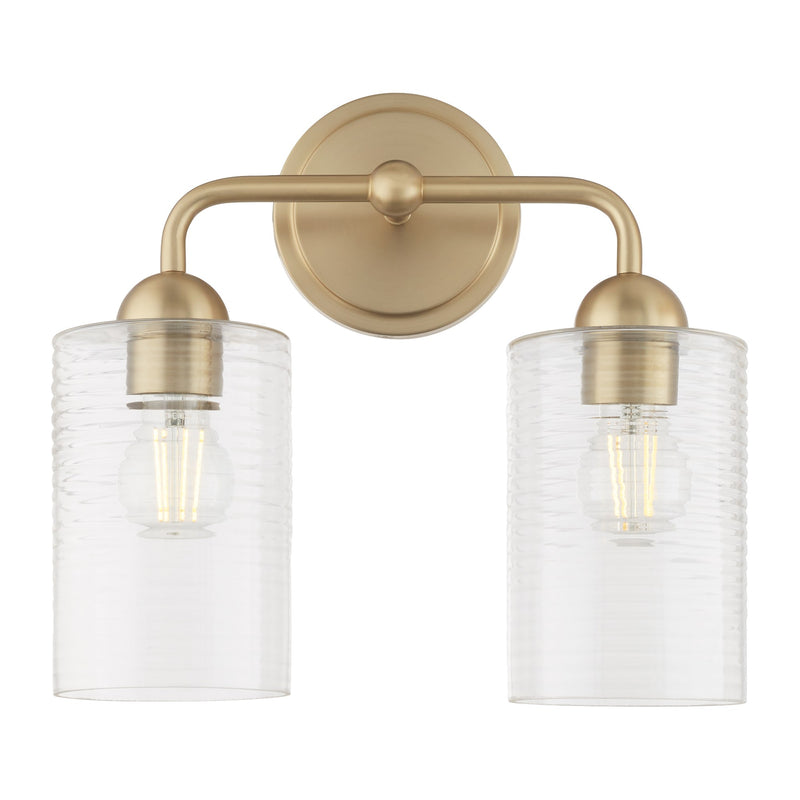 Charlotte 2 Light Vanity Light in Aged Brass