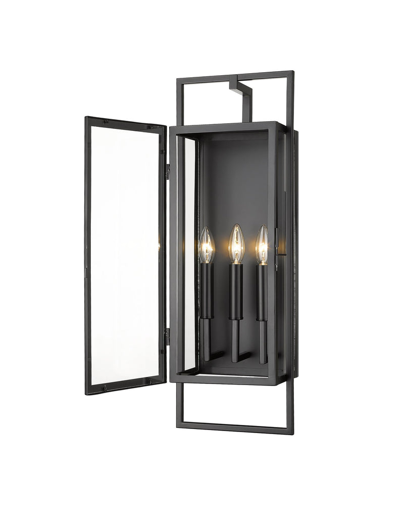 Lucian 3 Light 9" Outdoor Wall Light in Black