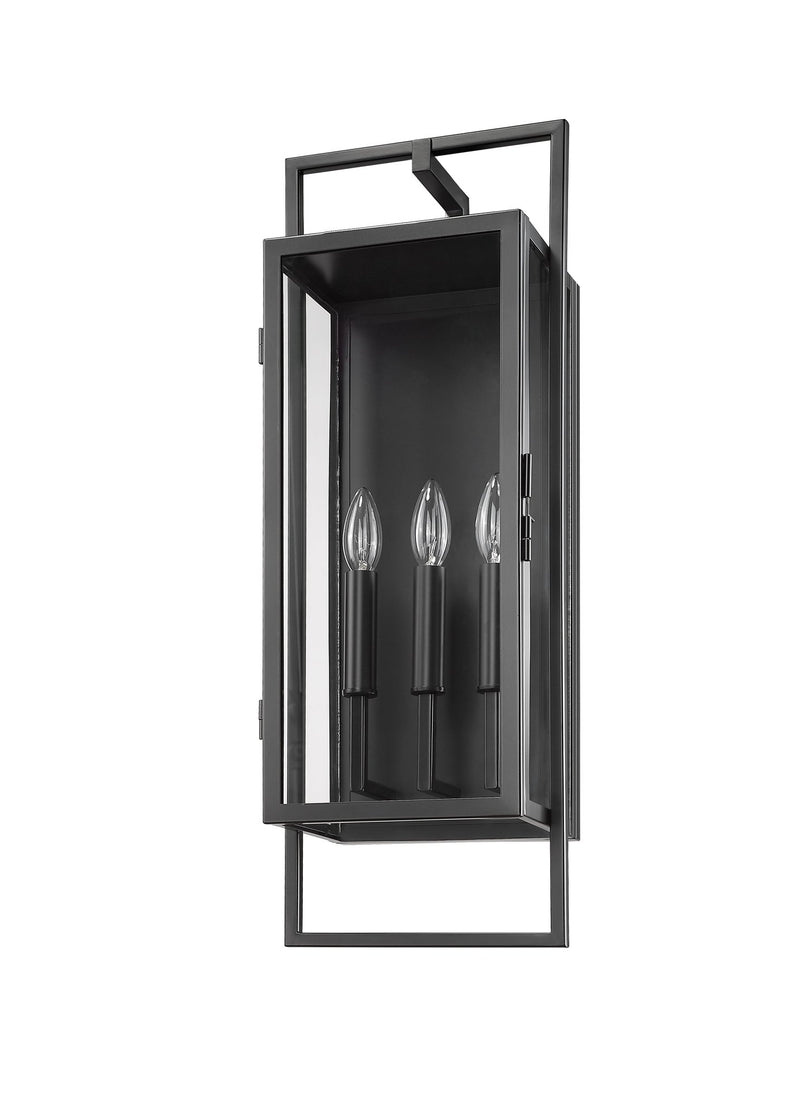 Lucian 3 Light 9" Outdoor Wall Light in Black