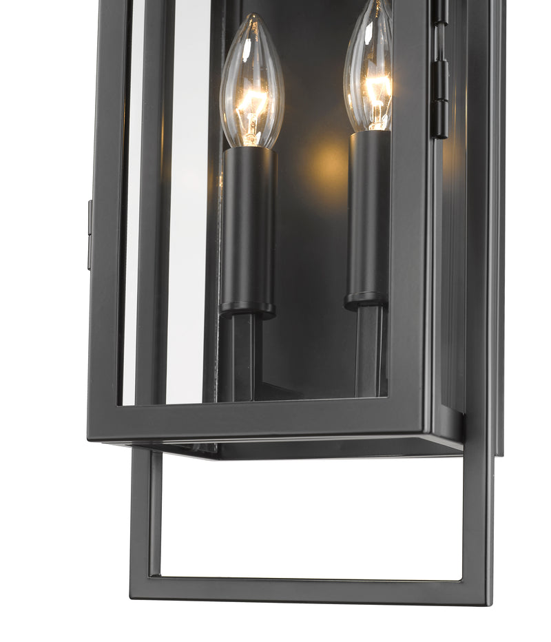 Lucian 2 Light 7" Outdoor Wall Light in Black