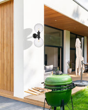 Laurent 2 Light 12" Outdoor Wall Light in Clear Seedy in a room setting