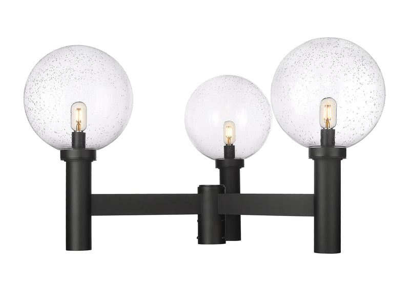 Laurent 3 Light 39" Outdoor Post Mount Fixture, 22.5" Tall Lantern, Clear Seedy Glass in Clear Seedy, Post Top Only