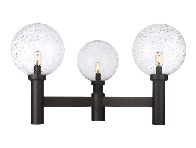 Laurent 3 Light 39" Outdoor Post Mount Fixture, 22.5" Tall Lantern, Clear Seedy Glass in Clear Seedy, Post Top Only