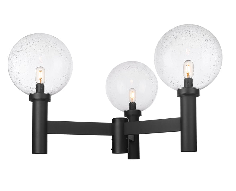 Laurent 3 Light 39" Outdoor Post Mount Fixture, 22.5" Tall Lantern, Clear Seedy Glass in Clear Seedy, Post Top Only