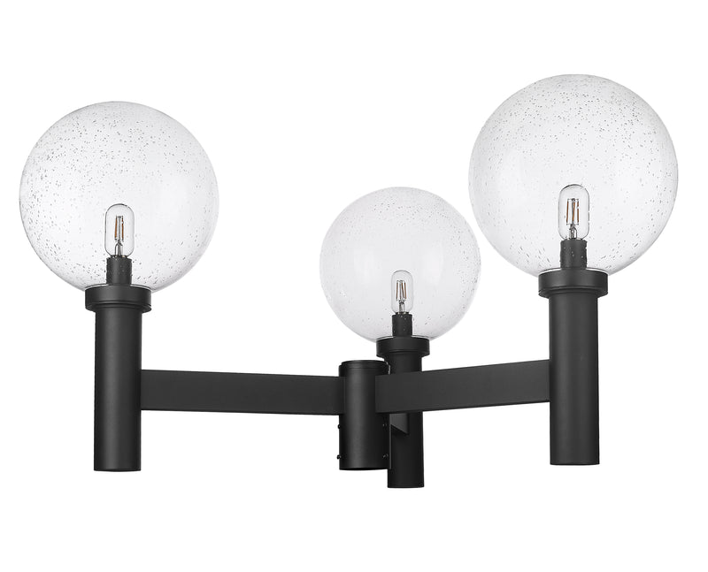 Laurent 3 Light 39" Outdoor Post Mount Fixture, 22.5" Tall Lantern, Clear Seedy Glass in Clear Seedy, Post Top Only