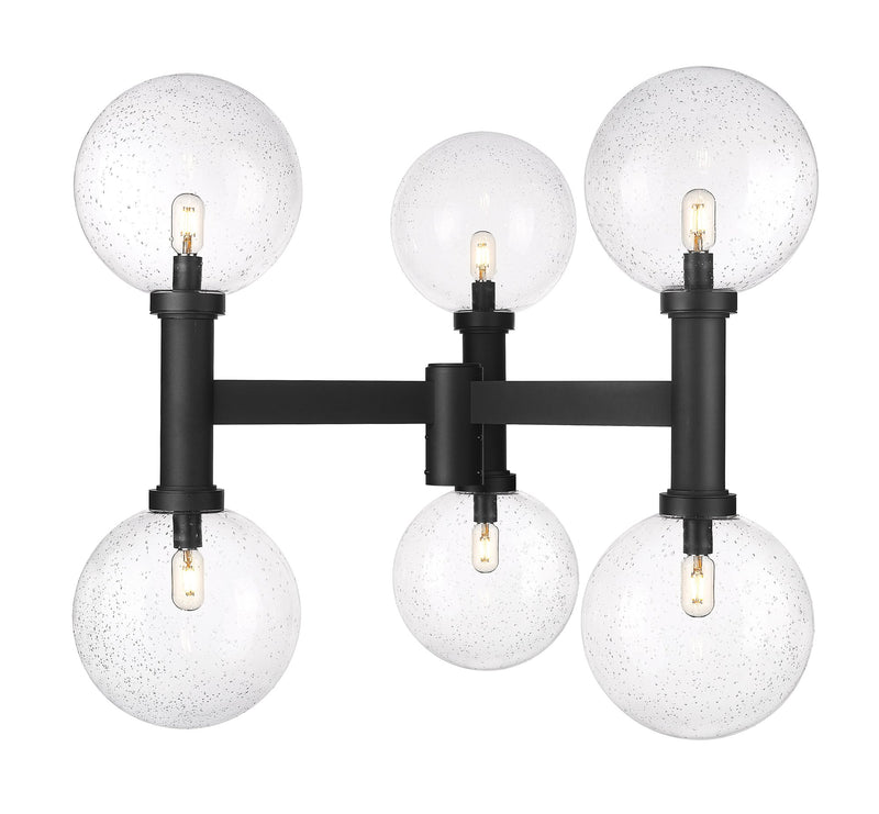 Laurent 6 Light 39" Outdoor Post Mount Fixture, 34.5" Tall Lantern, Clear Seedy Glass in Clear Seedy, Post Top Only