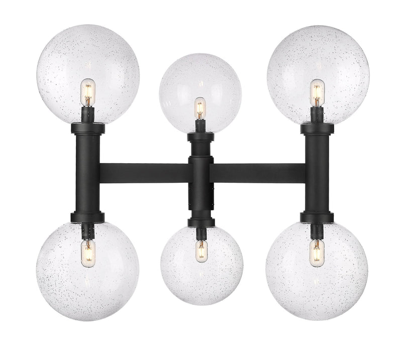 Laurent 6 Light 39" Outdoor Post Mount Fixture, 34.5" Tall Lantern, Clear Seedy Glass in Clear Seedy, Post Top Only
